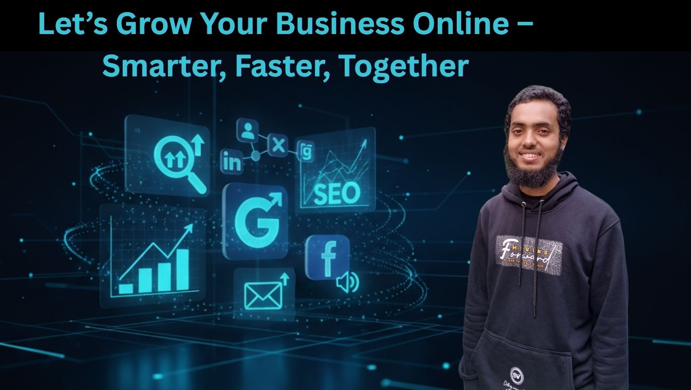 Mehedi Hasan – professional digital marketing and SEO expert, 3D futuristic website banner with technology background